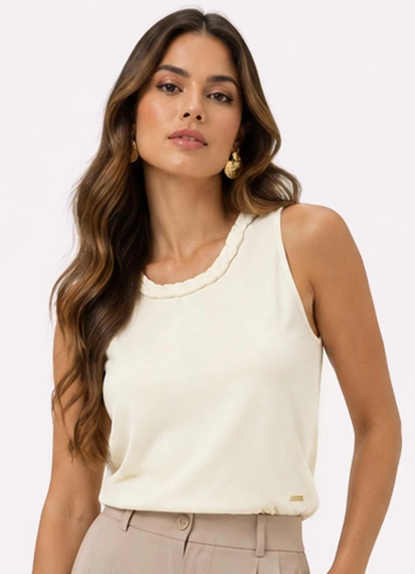 Rovitex - Regata Feminina com Gola Trançada Bege