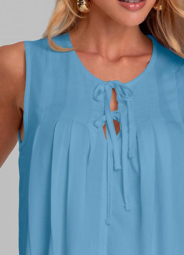 Dianna - Regata Feminina com Pregas Azul 4