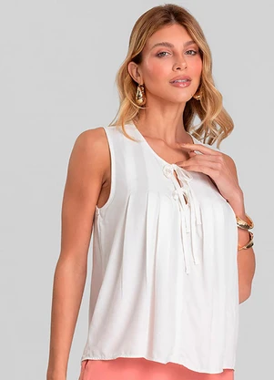 Dianna - Regata Feminina com Pregas Bege - DIANNA