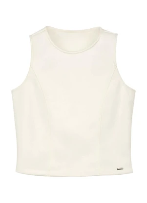 Marialícia - Regata Feminina com Recortes Bege - MARIALÍCIA