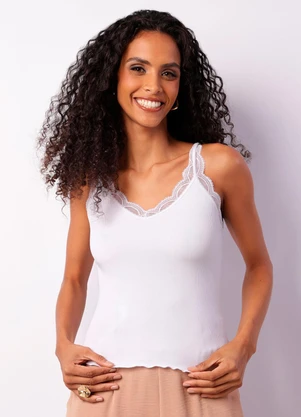 Torra - Regata Feminina com Renda Branca - TORRA