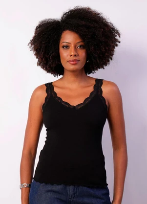 Torra - Regata Feminina com Renda Preta - TORRA