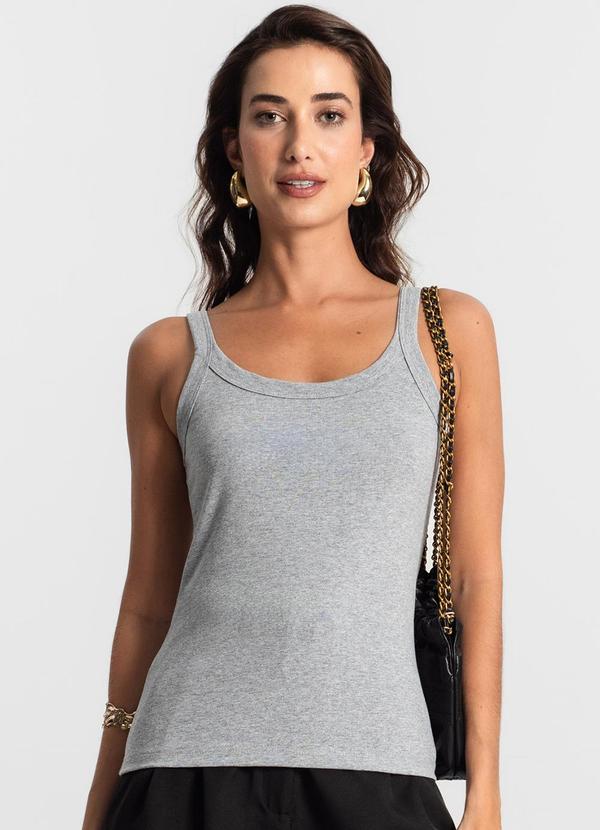 Rovitex - Regata Feminina Cotton 30 Básica Ko Cinza