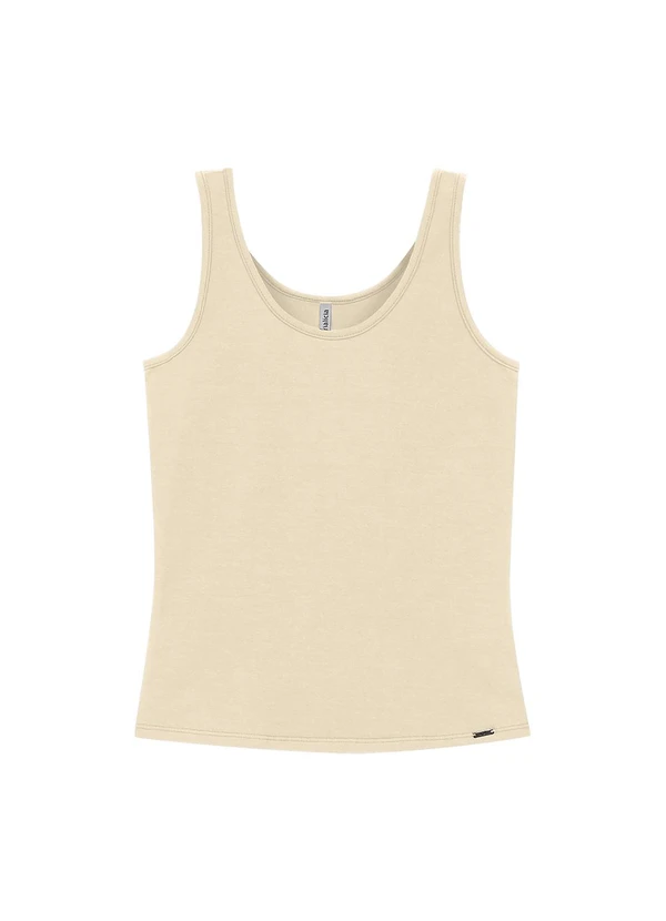 Marialícia - Regata Feminina Cotton Decote U Bege 2