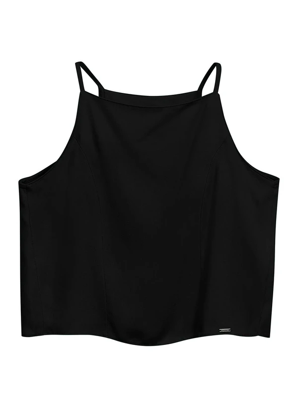 Marialícia - Regata Feminina Creponada Preto