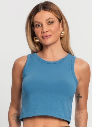 Rovitex - Regata Feminina Cropped Cotton 30 Básica Azul - ROVITEX