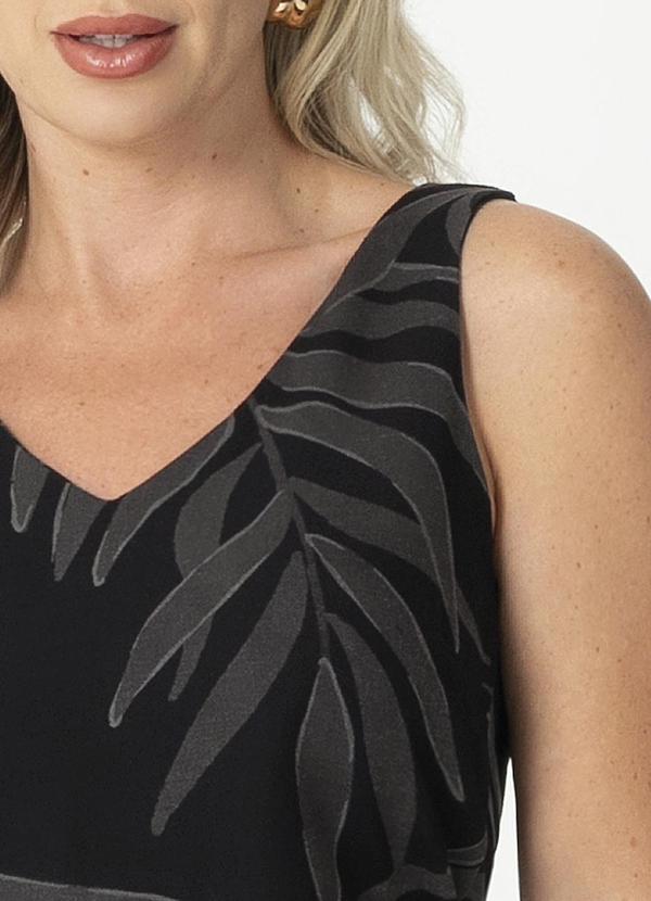Gris - Regata Feminina Decotada com Estampa Preto 3
