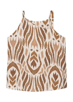 Marialícia - Regata Feminina Decote Assimétrico Bege - MARIALÍCIA