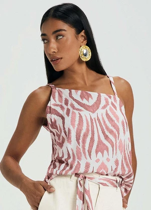 Marialícia - Regata Feminina Decote Assimétrico Rosa - MARIALÍCIA