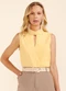 Marialícia - Regata Feminina Decote com Recorte Amarelo - variação: Amarelo