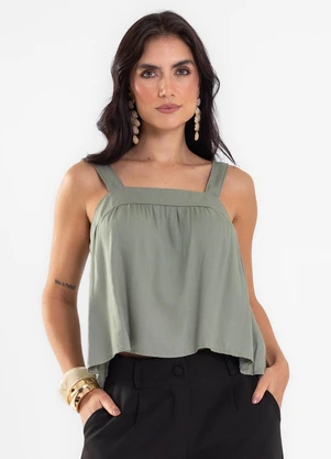 Endless - Regata Feminina Decote Quadrado Lisa Verde - ENDLESS