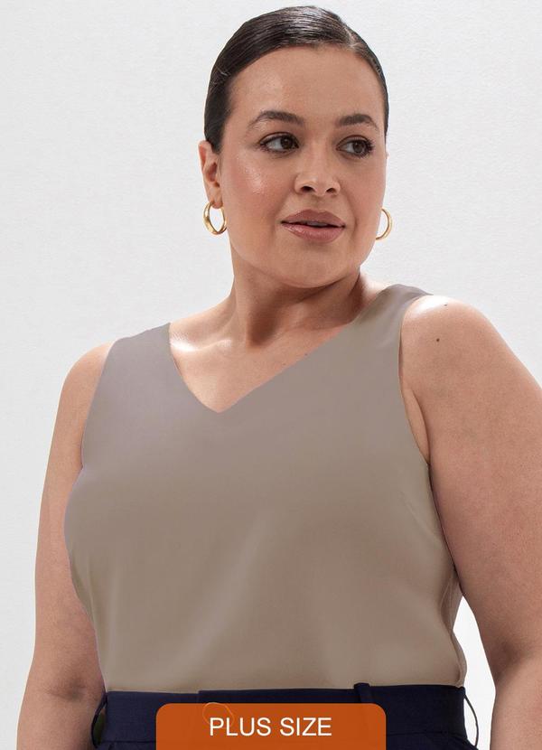 Principessa - Regata Feminina Decote V Bege Luma 5