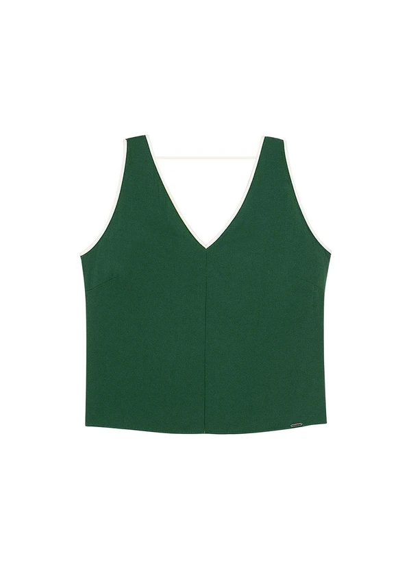 Marialícia - Regata Feminina Decote V Creponada Verde 2