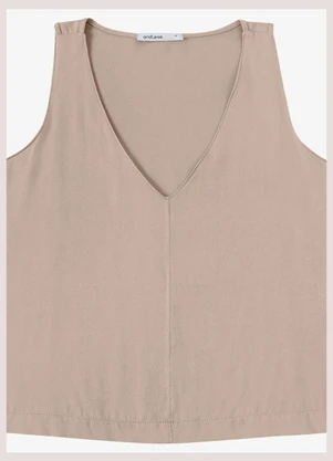 Endless - Regata Feminina Decote V em Viscose Bege - ENDLESS