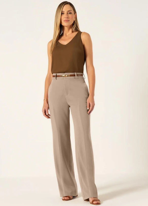 Principessa - Regata Feminina Decote V Marrom Luma 3