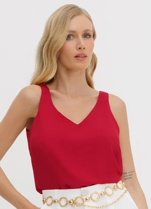 Principessa - Regata Feminina Decote V Vermelho Luma - PRINCIPESSA