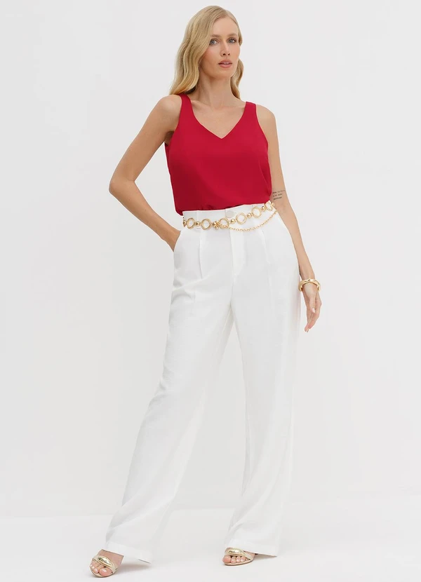 Principessa - Regata Feminina Decote V Vermelho Luma 3