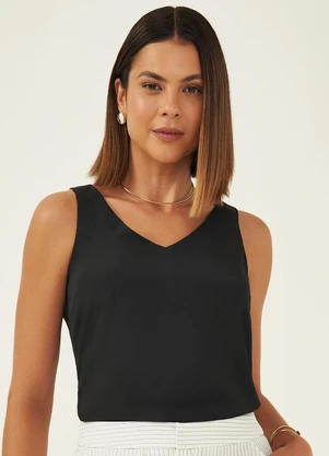 Principessa - Regata Feminina Decote V Preta Maddie - PRINCIPESSA