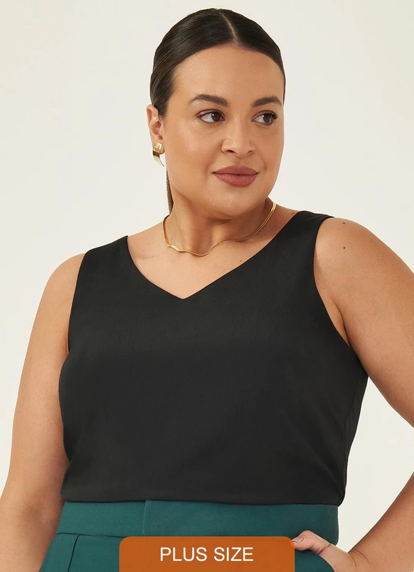 Principessa - Regata Feminina Decote V Preta Maddie 5