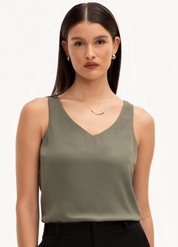 Principessa - Regata Feminina Decote V Verde Nelize