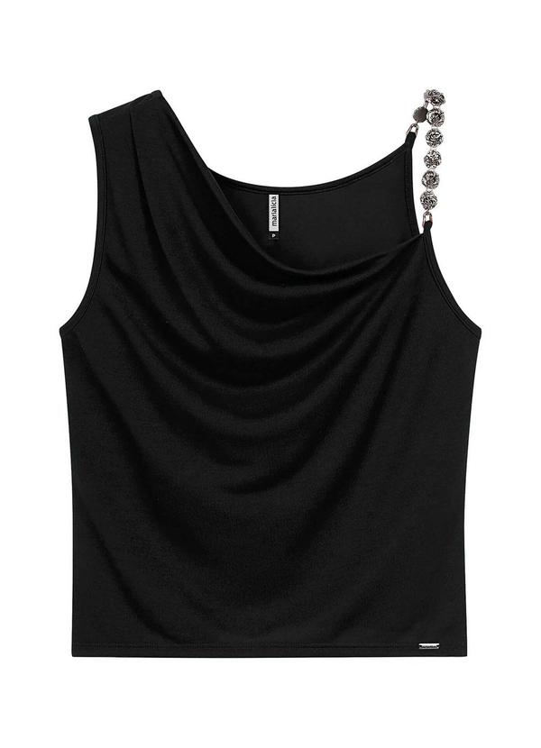 Marialícia - Regata Feminina Degagê Alça com Detalhe Preto