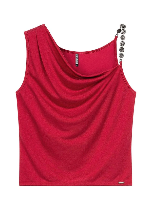 Marialícia - Regata Feminina Degagê Alça com Detalhe Vermelho