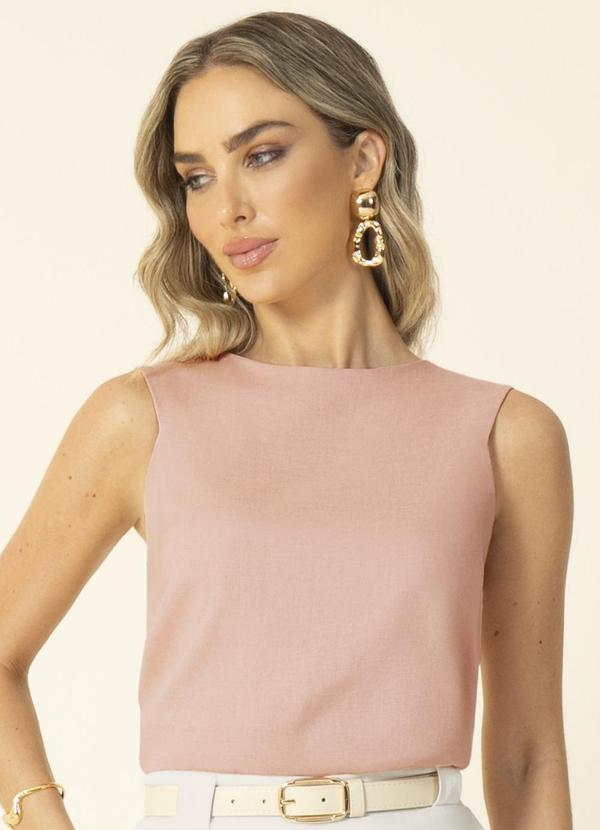 Gris - Regata Feminina Elegante em Linho Rosa