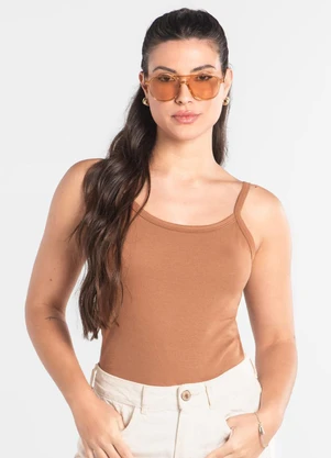 Just Basic - Regata Feminina em Cotton Marrom - JUST BASIC