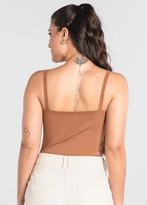 Just Basic - Regata Feminina em Cotton Marrom - JUST BASIC