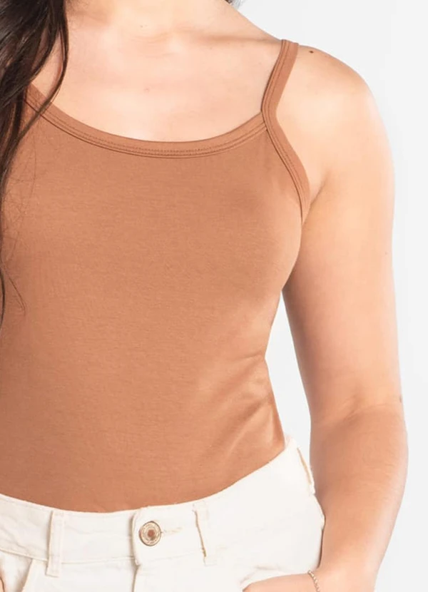 Just Basic - Regata Feminina em Cotton Marrom 5
