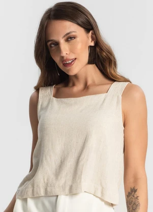 Endless - Regata Feminina em Linho Bege - ENDLESS