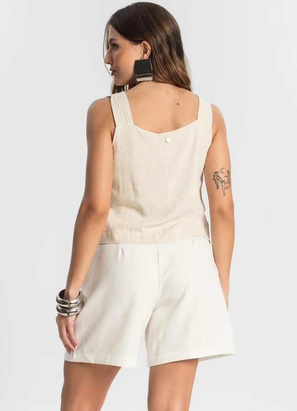 Endless - Regata Feminina em Linho Bege 4