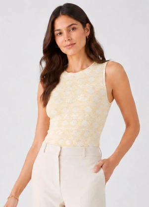 Infinita Cor - Regata Feminina em Malha Asteca Amarelo - INFINITA COR