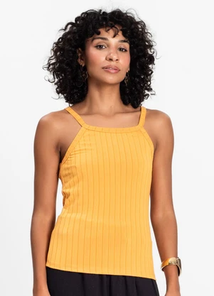Infinita Cor - Regata Feminina em Malha Delicate Amarelo - INFINITA COR