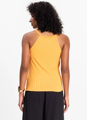Infinita Cor - Regata Feminina em Malha Delicate Amarelo - INFINITA COR