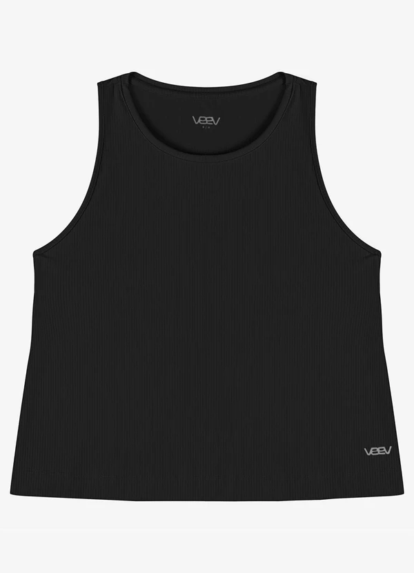 Veev - Regata Feminina em Poliamida Canelada Preto