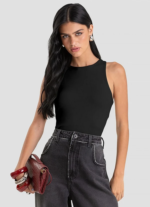 Dianna - Regata Feminina em Poliamida Preto