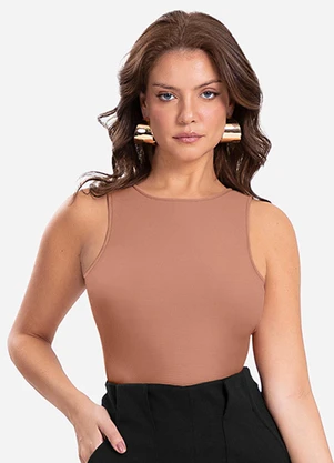 Endless - Regata Feminina em Poly Gorgurinho Marrom - ENDLESS