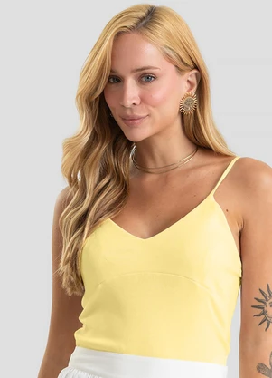 Dianna - Regata Feminina em Ribana Canelada Amarelo - DIANNA