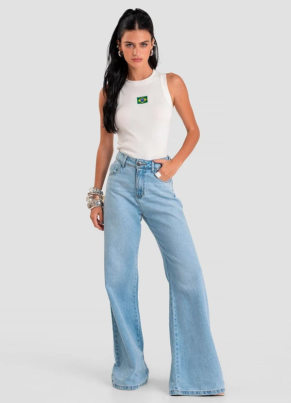 Dianna - Regata Feminina em Ribana Canelada Brasil Bege 3