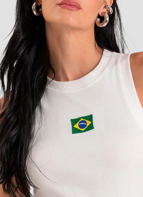 Dianna - Regata Feminina em Ribana Canelada Brasil Bege 4