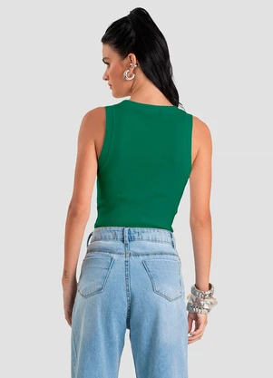 Dianna - Regata Feminina em Ribana Canelada Brasil Verde - DIANNA