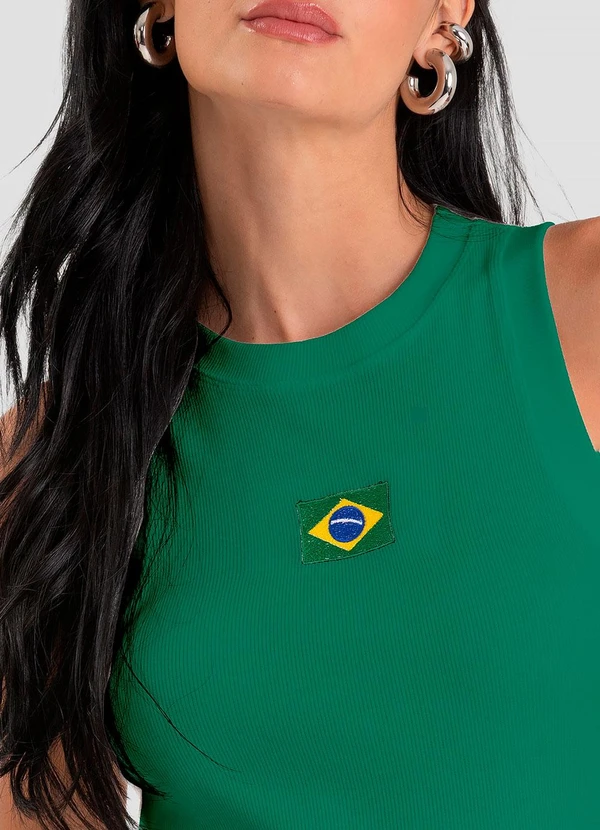 Dianna - Regata Feminina em Ribana Canelada Brasil Verde 4