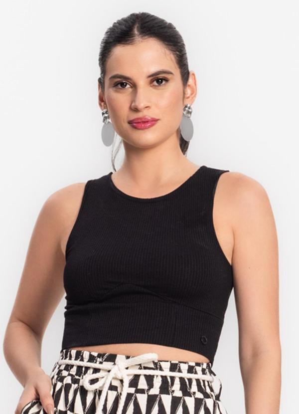 Endless - Regata Feminina em Ribana Canelada Preto 1