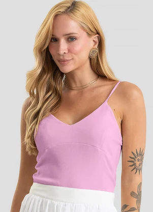 Dianna - Regata Feminina em Ribana Canelada Rosa - DIANNA