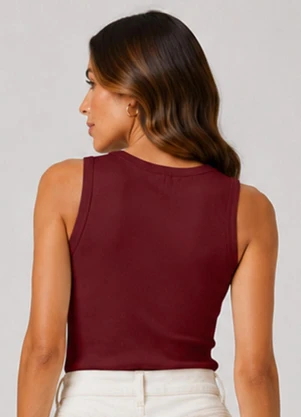 Infinita Cor - Regata Feminina em Ribana Canelada Vermelho - INFINITA COR