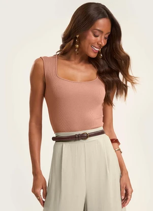 Rovitex - Regata Feminina em Ribana de Viscose Marrom - ROVITEX