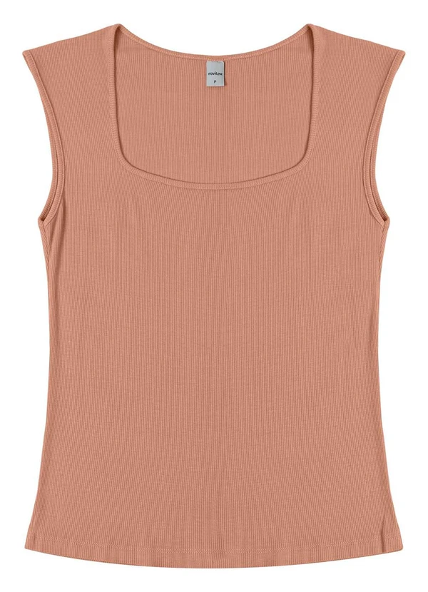 Rovitex - Regata Feminina em Ribana de Viscose Marrom 2