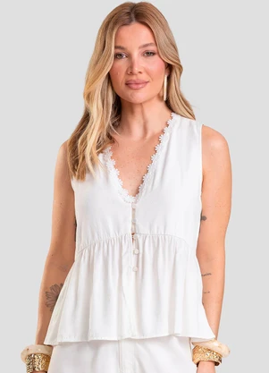 Dianna - Regata Feminina em Tecido de Viscose Bege - DIANNA