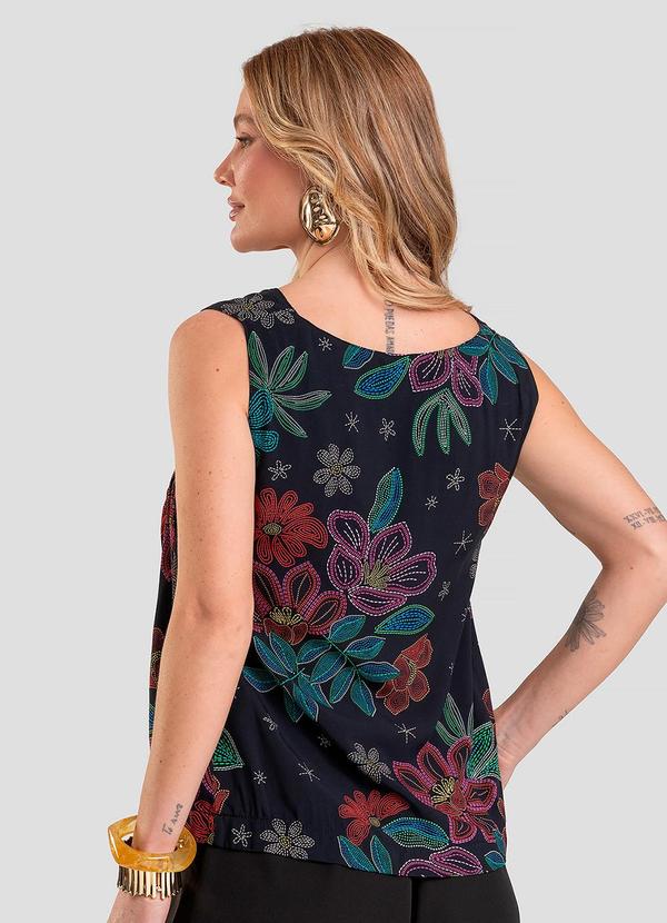 Dianna - Regata Feminina em Tecido Estampado Preto 2